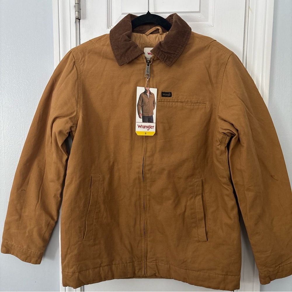 Wrangler Men's Quilted Lining Corduroy Collar Canvas Work Jacket, BROWN size S/M - Picture 4 of 12